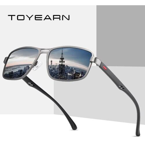 New Classic Fashion Polarized Square Sunglasses Men Brand Designer Vintage Metal Sun Glasses For Male Retro Driving Goggle UV400