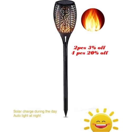 Solar powered LED Flame Lamp Waterproof Lawn Flame Flickering Torch Light Outdoor Solar LED Fire fairy Lights Garden Decoration