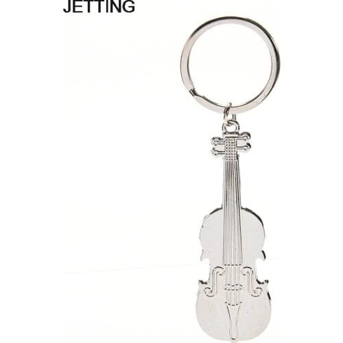 JETTING Mini Creative Charm Key Chain Key Ring Silver Plated Musical Note Violin Keychain For Car Metal Music Symbol Key Chains