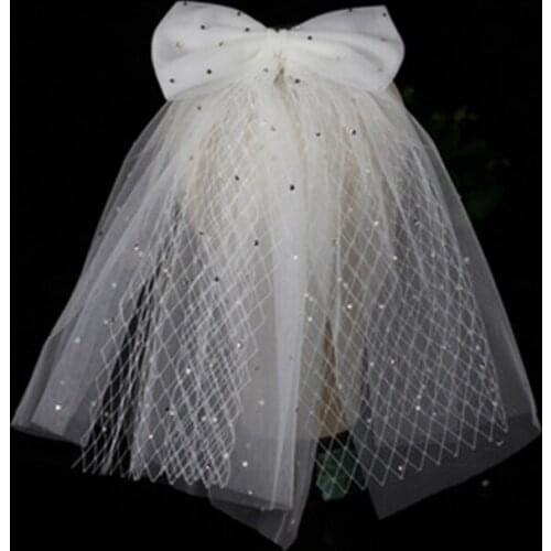 Wedding Veils Rhinestone Bowknot Short White Multi-layer Gauze Bridal Veil for Woman Bridal Marriage Wedding Accessories 2021