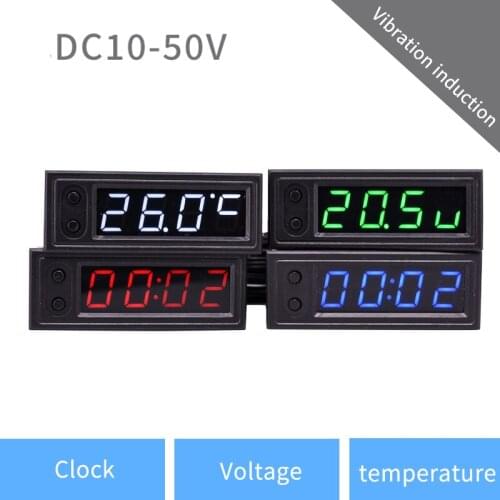 LED DIY Vehicle Electronic 12V24V Clock voltage temperature Automatic vibration induction Motorcycle Timer LED Digital Display