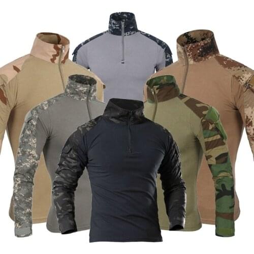 Tactical Hiking T-Shirts Mens Outdoor Military Army Camouflage Long Sleeve Hunting Climbing Shirt,Male Breathable Sport Clothes
