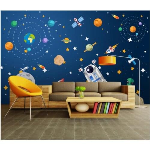 WDBH Custom photo 3d wallpaper Hand drawn cartoon abstract spaceship decor living room 3d wall murals wallpaper for walls 3 d
