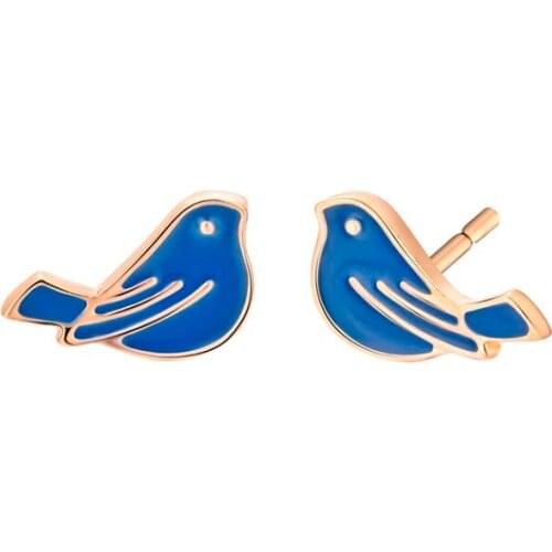 Cute Tiny Blue Birds Stud Earrings for Women Party Christmas Gift Animal Earrings Femme Pendientes Piercing Bijoux
