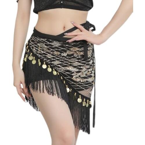 2021 New Skirt Scarf For Dancing Transparent Mesh Sexy Belly Dance Hip Scarf Oriental Dance Costume Belt Waist Skirt Scarf