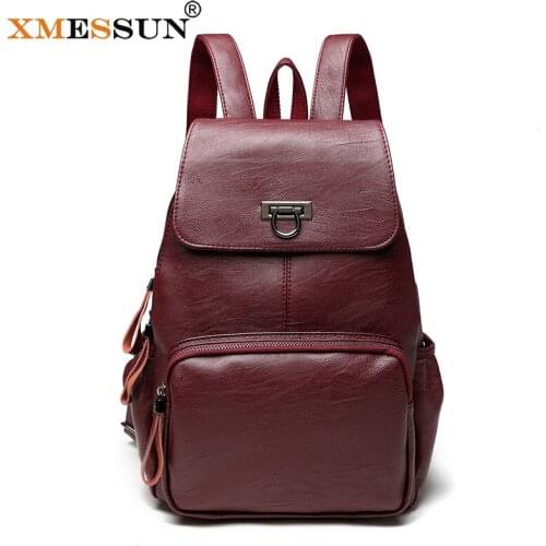 XMESSUN Natural Cowskin Backpack Womens Casual Leather Handbags Fashion Portable Ladies Travel Student Backpack Laptop Backpack