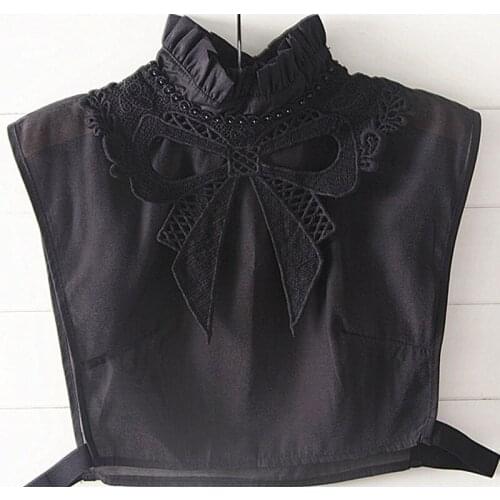 Women lotus leaf ear mesh bottoming removable decorative Pointed collar rhinestone Pansy piece decorative shirt fake collar