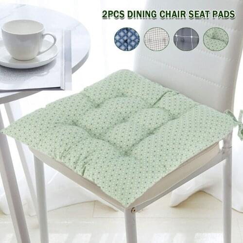 2pcs 40x40cm Seat Cushion Comfortable Dining Chair Pad Non-slip Cushion Patio Chair Seat Pad Cover Square Mat with Ties
