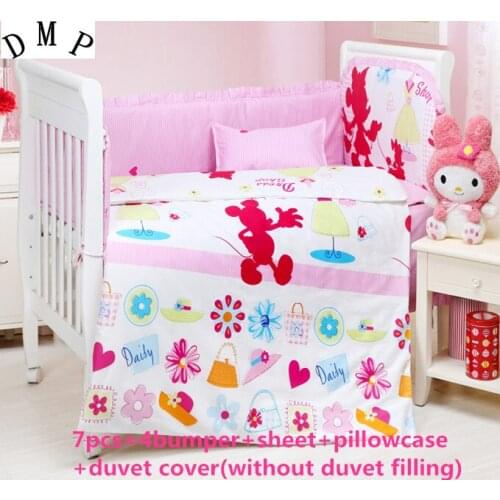 2017! 6/7PCS cartoon baby crib bedding set flower castle baby bedding set cartoon Duvet Cover,120*60/120*70cm