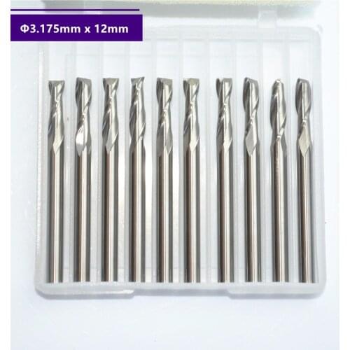3.175mm*12mm,Freeshipping CNC solid carbide End Mill,tungsten woodworking router bit,2 Flute milling cutter,MDF,acrylic,PVC