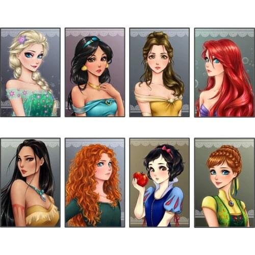 Full Diamond Painting Cross Stitch Embroidery Kits Princess Crystal Resin Mosaic Colorful Butterfly Disney Snow Girl Gift Craft