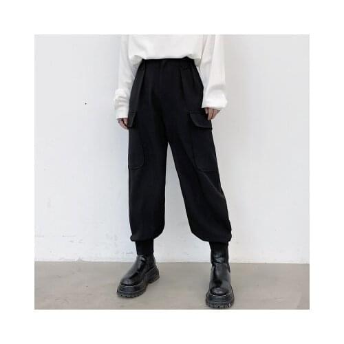 Plus size spring big pocket personalized cargo suit, cargo pants, hip mens loose-legged pants, low-slung Harem pants