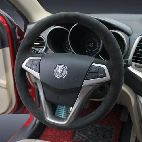 For Changan CS75 EADO EADO XT RAETONCC LINMAX CS35 DIY custom black suede leather car interior steering wheel cover