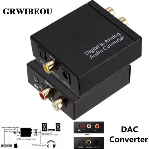 DAC Digital to Analog Analogue Stereo Audio Converter Adapter Coax Coaxial Optical Toslink RCA R/L Optical to RCA 3.5mm