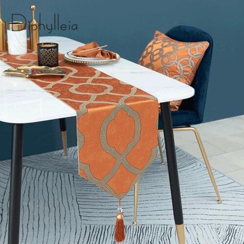 Diphylleia Elegant Silky Large 108 Inches Table Runner Geometric Pattern For Kitchen Dining Table Coffee Table Living Room Decor