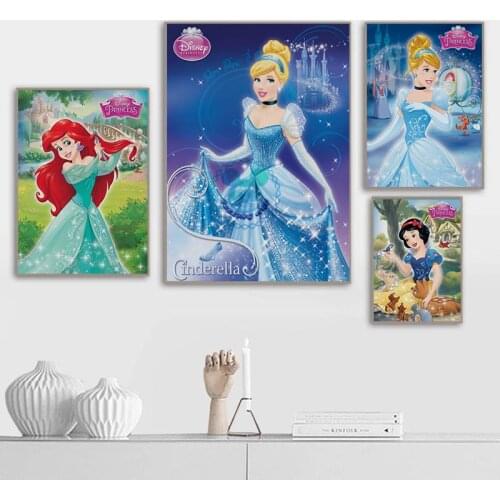 Disney Princess Cartoon Diamond Painting Belle Snow White Rapunzel Ariel Tiana Cinderella Merida Diamond Embroidery Home Decor