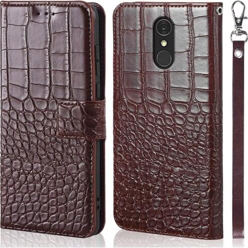 DOREXLON for LG Q7 Q 7 Plus Case Luxury Crocodile Leather Cases for LG Q7 Q 7 Plus Q7+ magnet clasp Flip phone Case