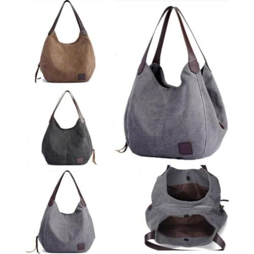 Women Canvas Handbag Hobo Shoulder Bags Tote Purse Travel Messenger Bag Large