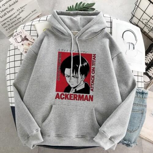 Attack On Titan Hoodie Japanese Anime Sweatshirt Tops Levi Ackerman Print Women Casual Hoodies Punk Cute Graphic Tumblr Pullover