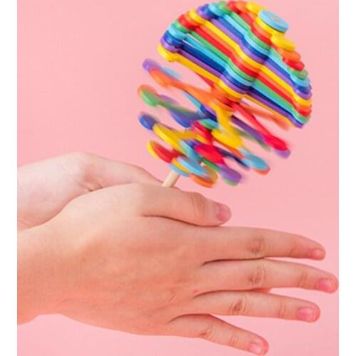 Stress Relief Toy Rotating Lollipop Wooden Home Office Decoration Pressure Reducing Device