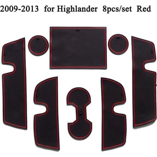 Car Door Pad Gate Slot Mat Cup Holder Non-slip Mat Cushion Interior Accessories Decoration for Toyota Highlander 2009-2013