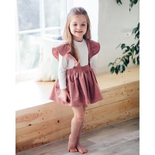 Baby Summer Clothing Cute Toddler Baby Girls Ruffles Sleeveless Corduroy Tutu Dress Winter Corduroy Solid Outfits 1-6T