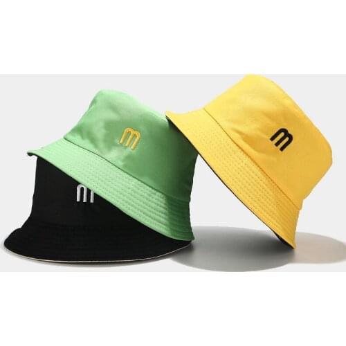 LINJW 2020 New Letter Embroidered Cotton Bucket Hat for Men Women Fishermans Hat Casual Summer Sun Hat Bucket Cap Snapback Hats