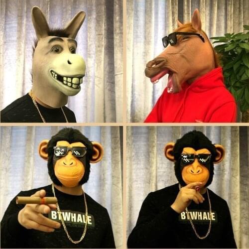 Party Mask Decoration Helmet Headgear Animal Yellow Dog Cute Cos Halloween Games Party Performance Props Cool Funny Mask