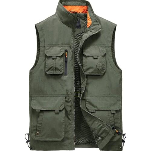 Summer Multi-pockets Vest Men Quality Fishing Mesh Vest Photography Sleeveless Jacket Male Chaleco Hombre Weste Plus Size L-6XL