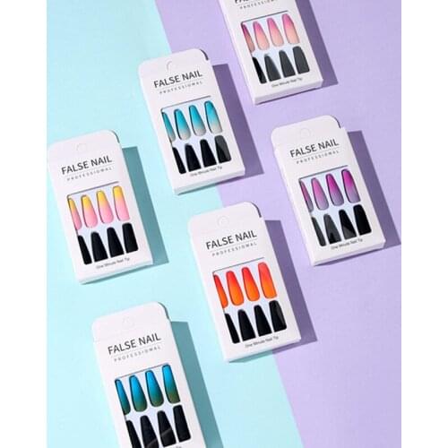 24pcs/Box Press On Nails Long Ballerina Gradient Detachable Coffin False Nails Wearable Full Cover Fake Nail Tip Z144