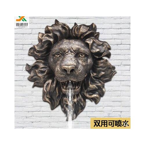 ANIMAL LION HEAD WALL PENDANT FOUNTAIN WATER BAR HOME EUROPEAN DECORATIVE RESIN CRAFTS MINIATURE ANIMALS FIGURINES SCULPTURE