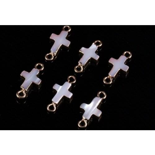 Natural Shell Cross-shaped Pearl Double Hole Connector Diy Beads Accessories DIY Elegant Necklace Bracelet Jewelry Making 9*17mm