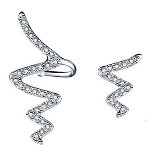 Unbalance Snake Shape Stud Earrings 100% Real 925 Sterling Silver Stud Earrings Silver Jewelry YH4247