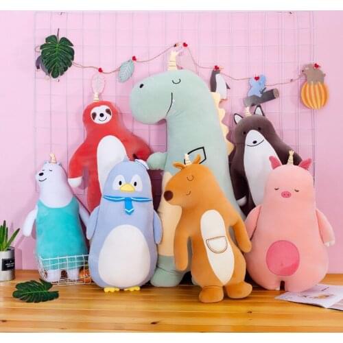 50/70/90cm Cute Soft Animal Pillow Plush Toys Stuffed Animal Doll Unicorn Pig Monkey Kangaroo Bear Sloth Toys Cushion Girl Gift