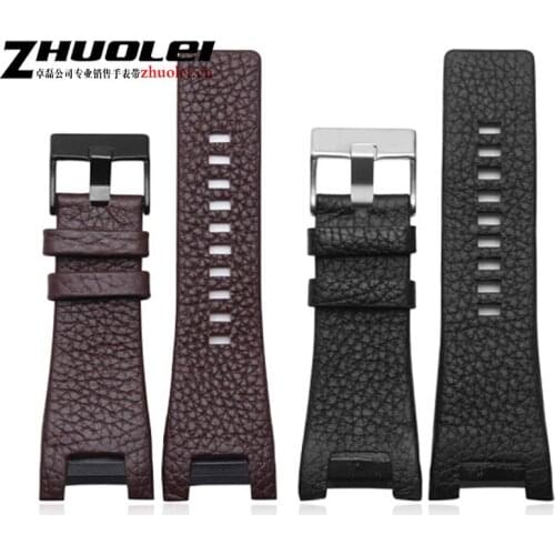 32*17mm black brown genuine leather with stainless steel clasp watchband strap Dedicated men fit Diesel DZ4246 DZ1273b Bracelet