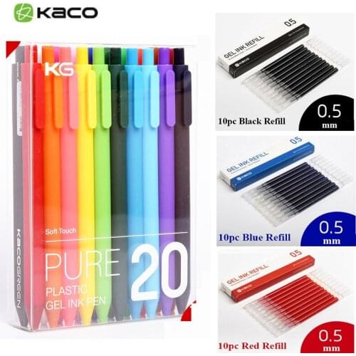KACOGREEN Sign Pen 20 Colors Gel Ink pens 0.5mm Refill ABS Plastic Write Length 400m + 10pcs 0.5MM Refills(Black/Red/Blue)