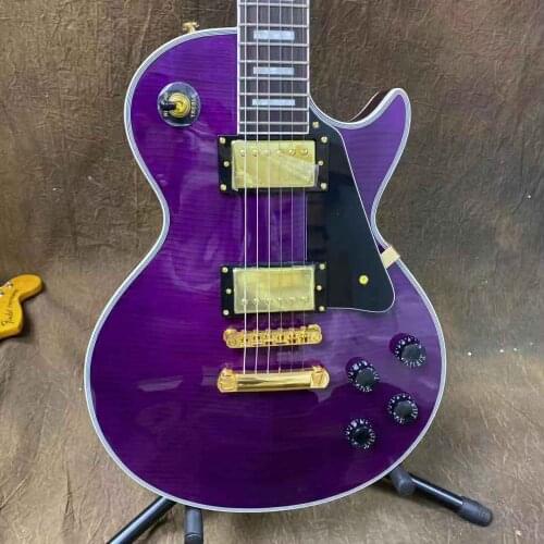 Hot Sale Purple Flamed Maple Top Gold Hardware LP Custom Electric Guitar