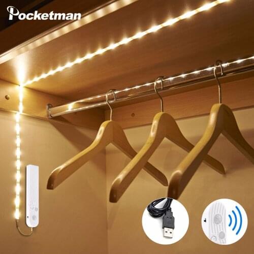 Motion Sensor LED Strip LED Under Cabinet light led Lamp USB Port light Night light Flexiable lamp AAA Battery Power for Room