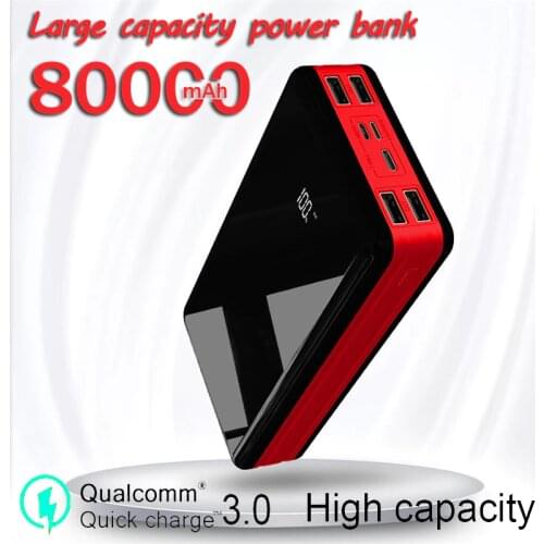 80000mah Power Bank Large Capacity Portable Charger External Battery 4USB Digital Display Powerbank for Samsung Xiaomi IPhone