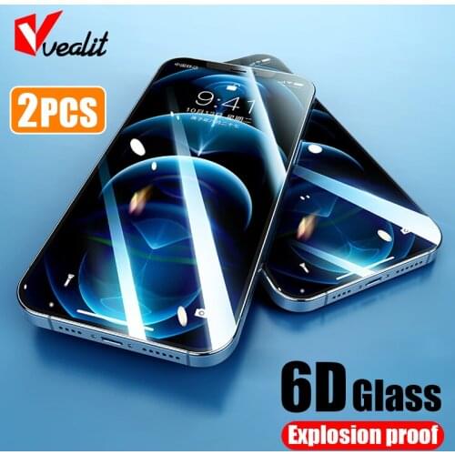 2Pcs 6D Tempered Glass on the for iphone 12 pro max mini 9H Full Screen Protector for iphone 11 pro xs max xr x Protective Film