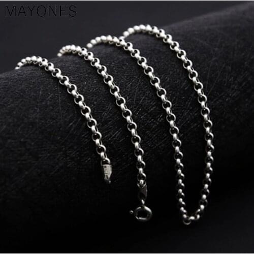 3mm 4mm 925 Silver Necklace for Women Men Jewelry Accessorice S925 Thai Solid Silver Long Chain Jewelry Making Necklaces