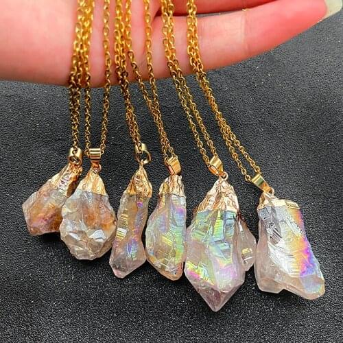Irregular Stone Pendant Natural Stone Necklace for Women Stainless Steel Necklace Gold Color 2021 New Wholesale Price
