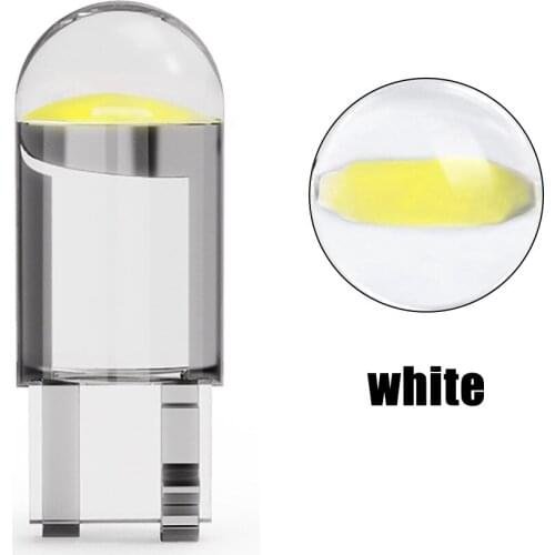 1pcs W5W 194 T10 Glass Housing Cob LED Car Bulb 3000K 6000K White Green Blue Red Wedge License Plate Lamp Dome Light White