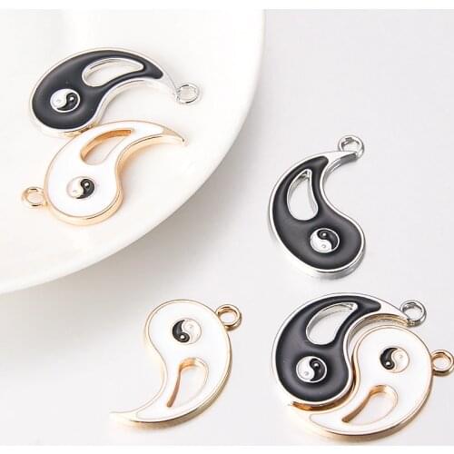 10pcs Couple Necklaces Tai Chi Gossip Black With White Yin Yang Pendant Banish Bad Luck Charm Jewelry Lovers Valentines Gift