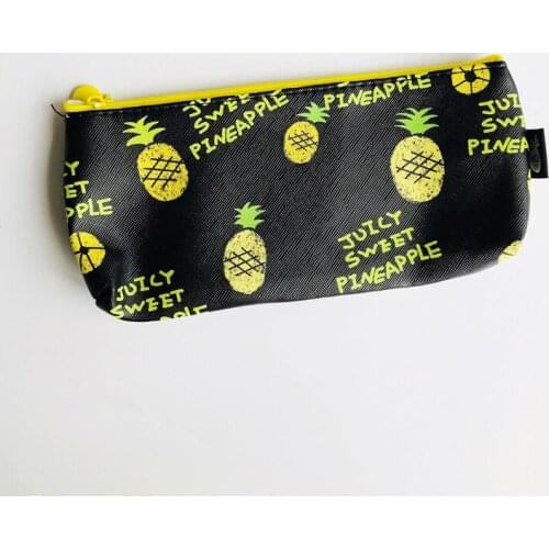 1X Fruit Pineapple PU Pen Bag Pencil Storage Organizer School Supply