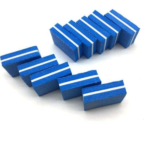 20pcs/lot Mini Sponge Nail File Sanding Buffer Polish Block Blue Candy Colors Nail Files Double Side Manicure Makeup Tools
