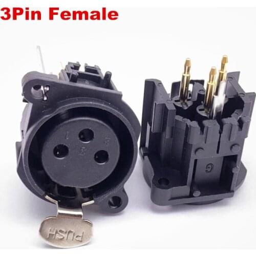 20Pcs/lot higt quality XLR 3Pole Gold-plated Straight feet Male/Female 3Pin socket Chassis PCB Panel Socket Connector Mic