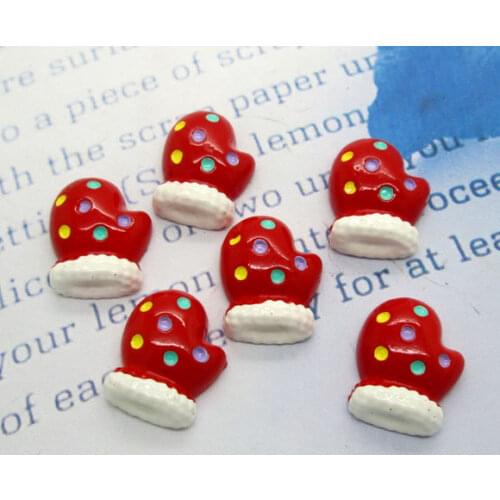 20Pcs Resin Christmas Gloves Crafts Flatback Cabochon Scrapbooking Decorations Fit Hair Clips Embellishments Beads Diy