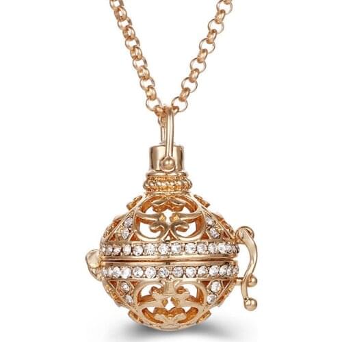 2021 Mexico Music Ball Cage Pendant Vintage Cubic Zirconia Aromatherapy Necklace Essential Oil Diffuser Perfume Lockets Jewelry