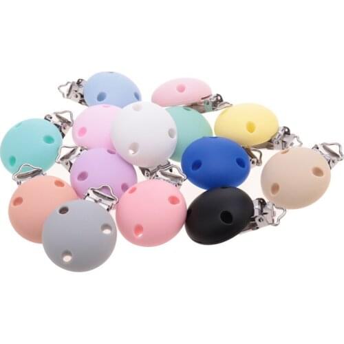 35mm Round 10pcs Silicone Clips Baby Nipple Holder Chewing Teether Pacifier Chain Accessories Newborn Dummy Feeding BPA Free